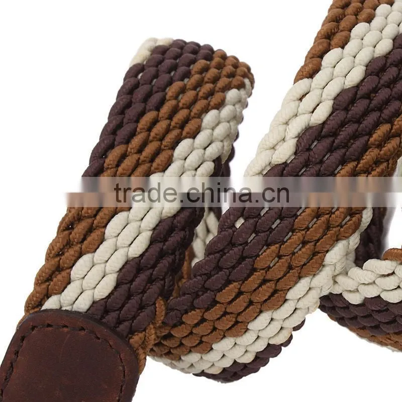 2014 Fashion Braided elastic belt with leather