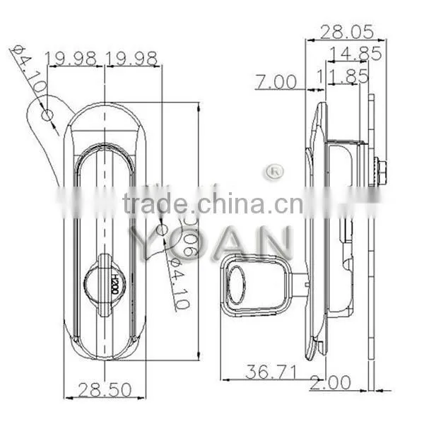 Black zinc cabinet lock of hardware plane lock