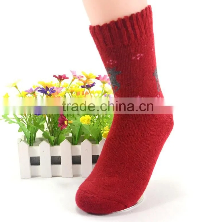Cute flower printing Wool socks female socks thick warm thick winter socks for women