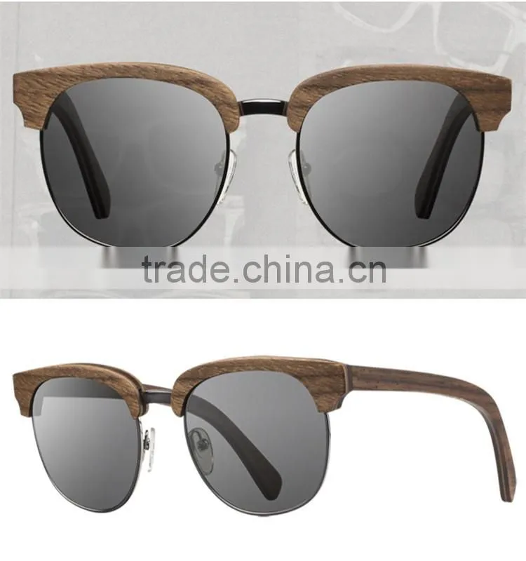 Fashion Handmade Wood Half Frame Sunglasses