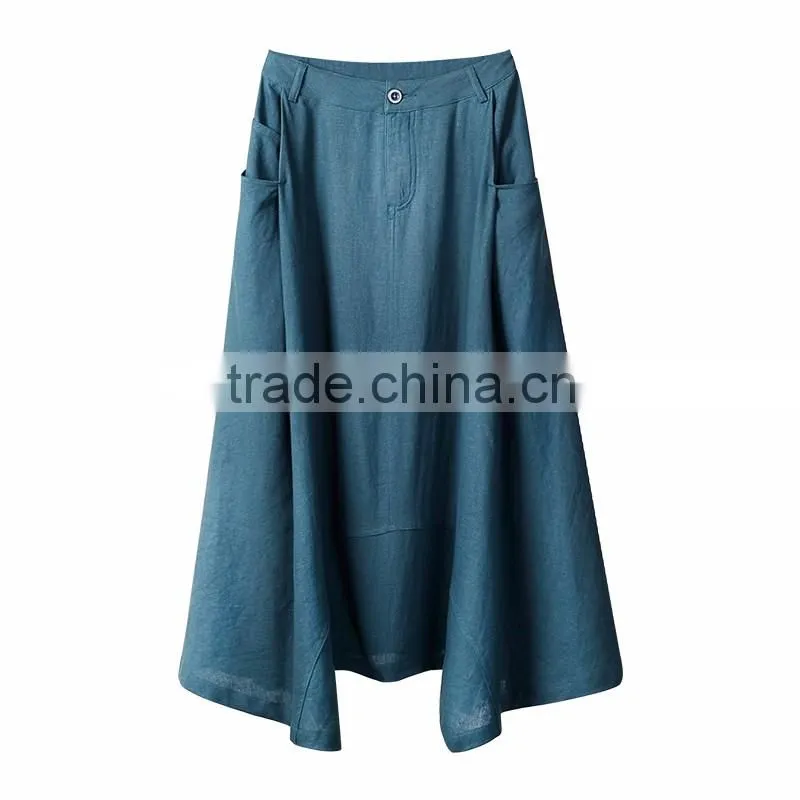 Long skirts in summer new pure color joker leisure show thin woman skirt of tall waist cultivate one's morality