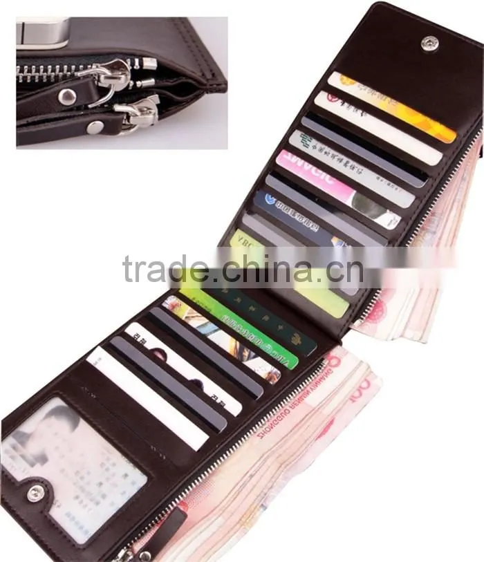 Zipper close multiple function foldable leather card holders wallet case cellphone cover