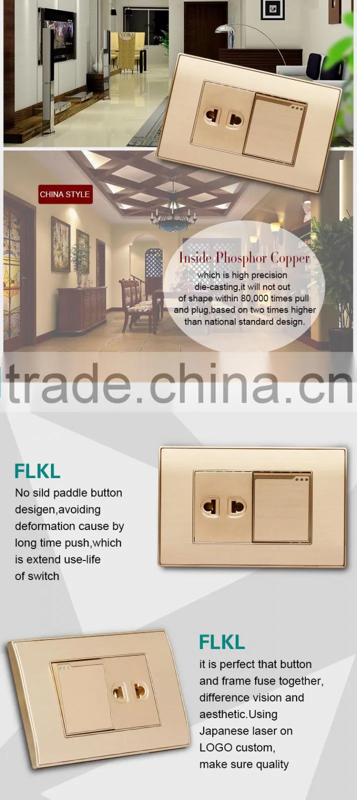 USA Standard wall mount single 1 gang , 2 pin switch socket with light indicator