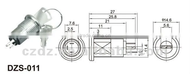 warm air blower switch/cylinder push lock,electronic key lock switch,on-on on-off electric Keylock Switches