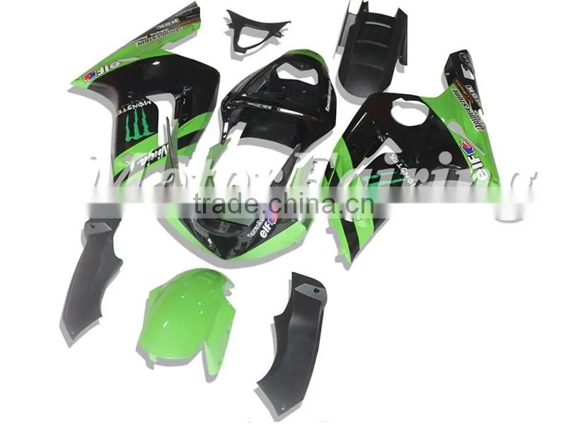 Green Black Fairing Kits for Kawasaki Ninja ZX6R 2003 2004 ZX 6R 03 04 ABS 100% Injection Mold Body Kits