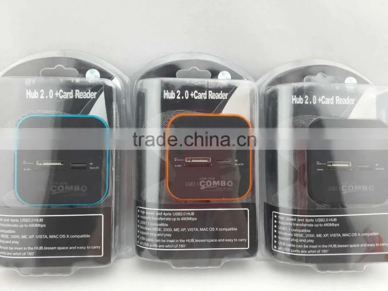 USB Combo with 3 ports high speed USB HUB 2.0 and TF/SD/M2/MS card reader