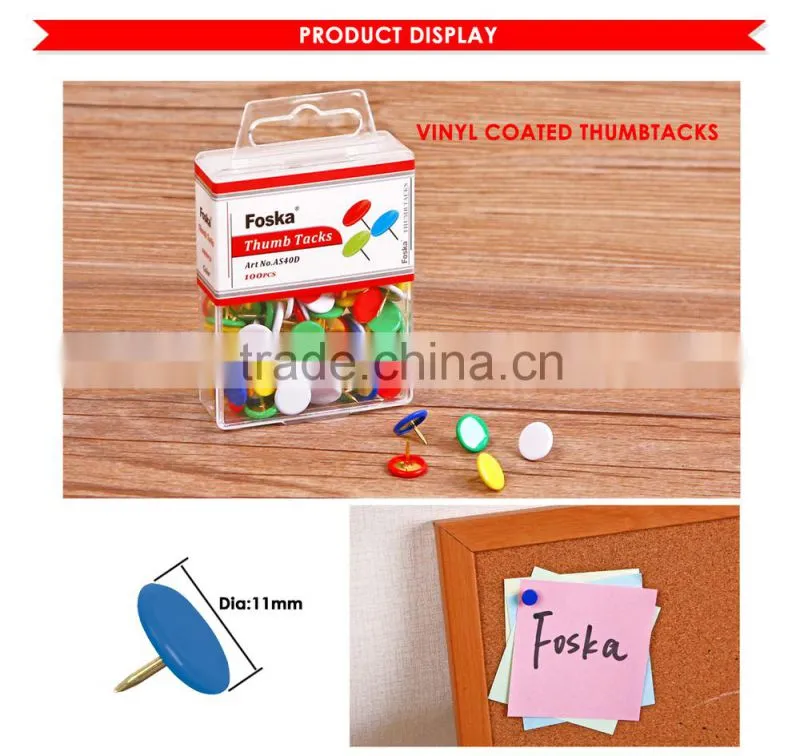 Different Colors Vinyl Coated Thumbtacks for Office