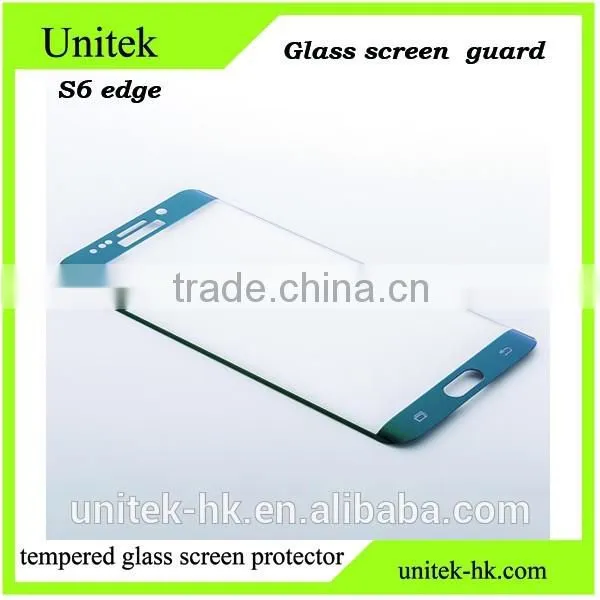 full cover orginal color gold tempered glass screen protector for s6 edge 3d samsung galaxy curved with 9 hardness