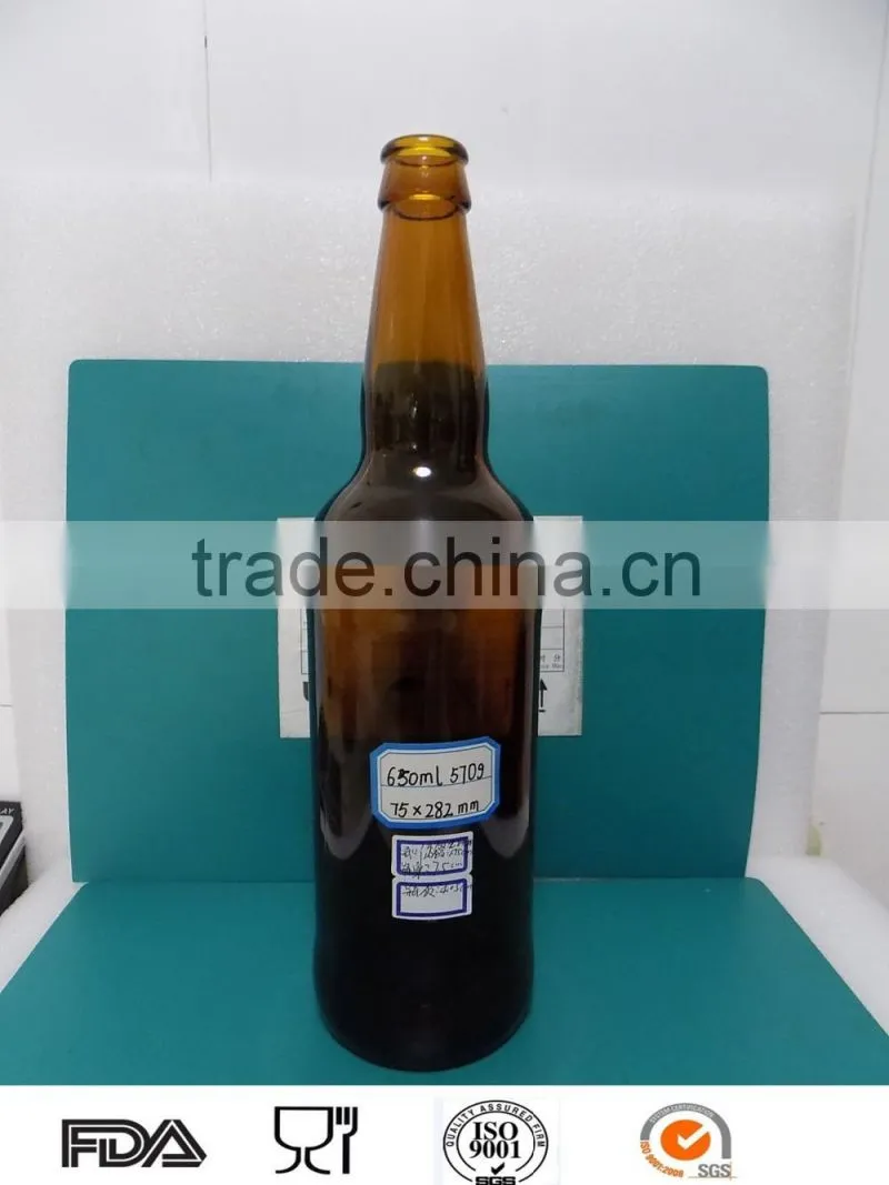 Price-off 650ml amber glass beer bottle with crown cap/good quality factory price