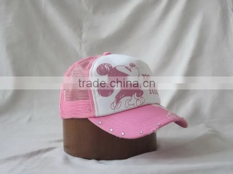 5-panel plastic pink cap nail baseball cap