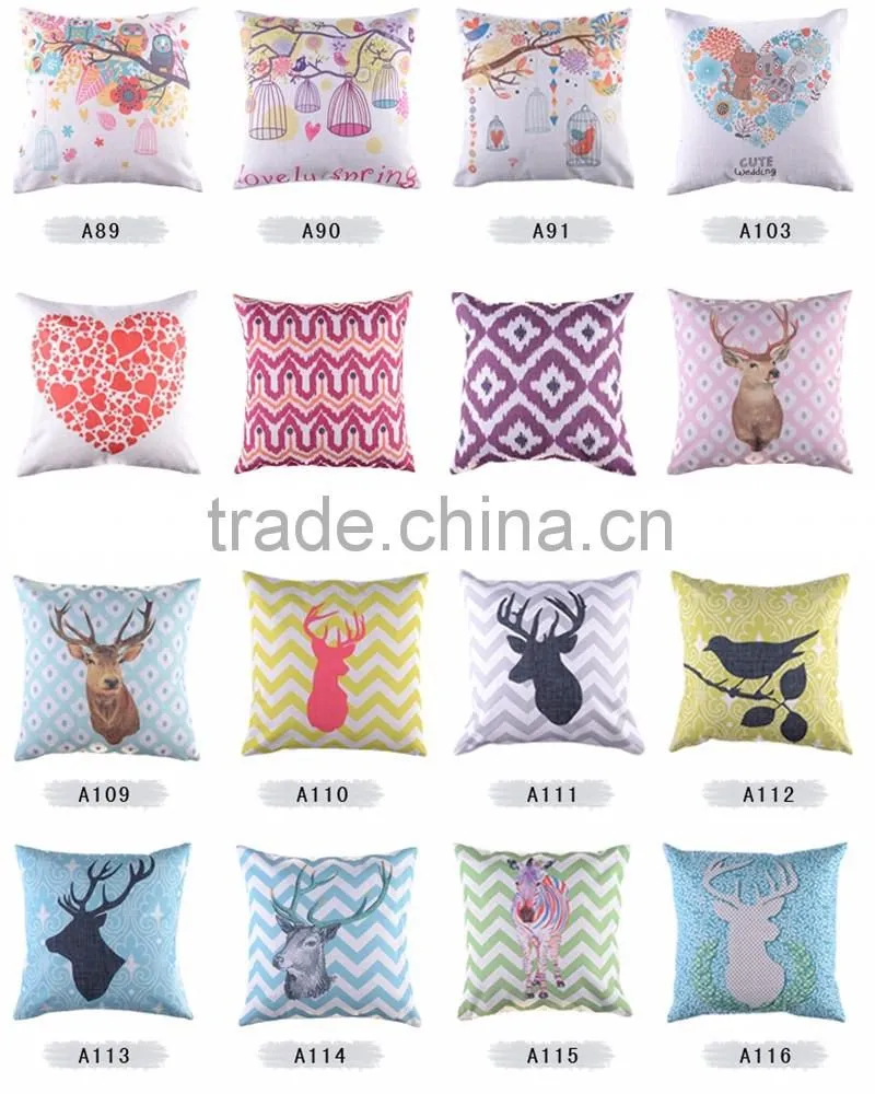 Custom Pattern Cotton Linen Cute Dogs Cats Pet Cushion Cover