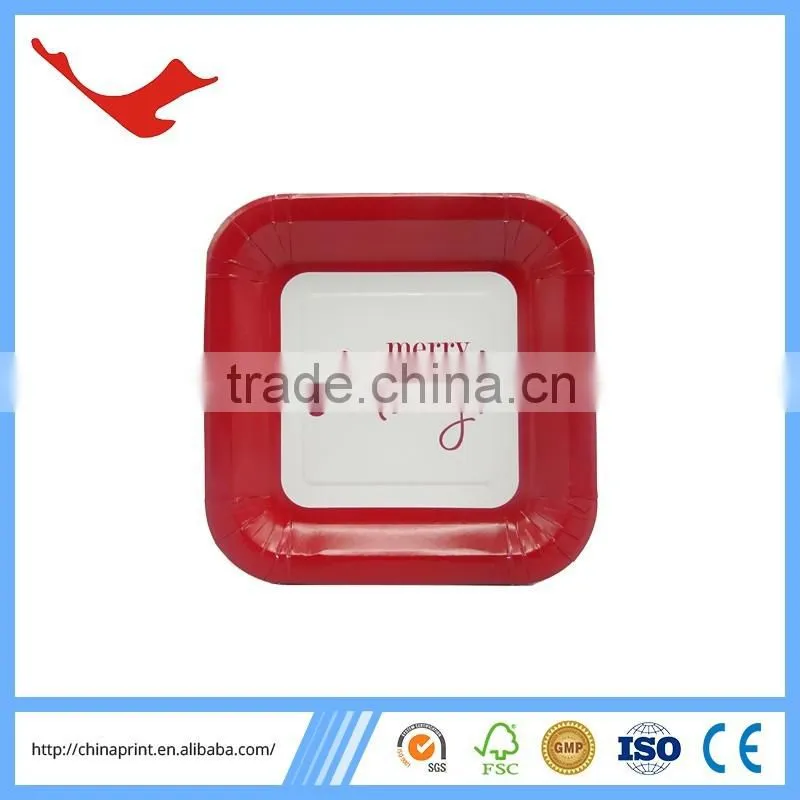 006 FSC material printed disposable tableware for christmas party