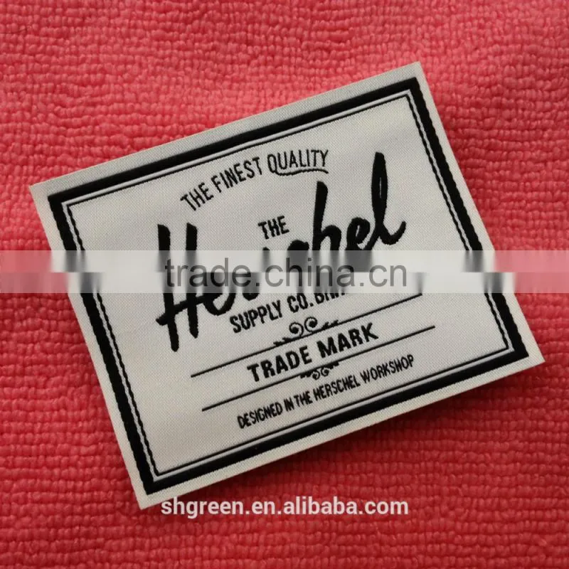 White soft damask woven label for children clothing
