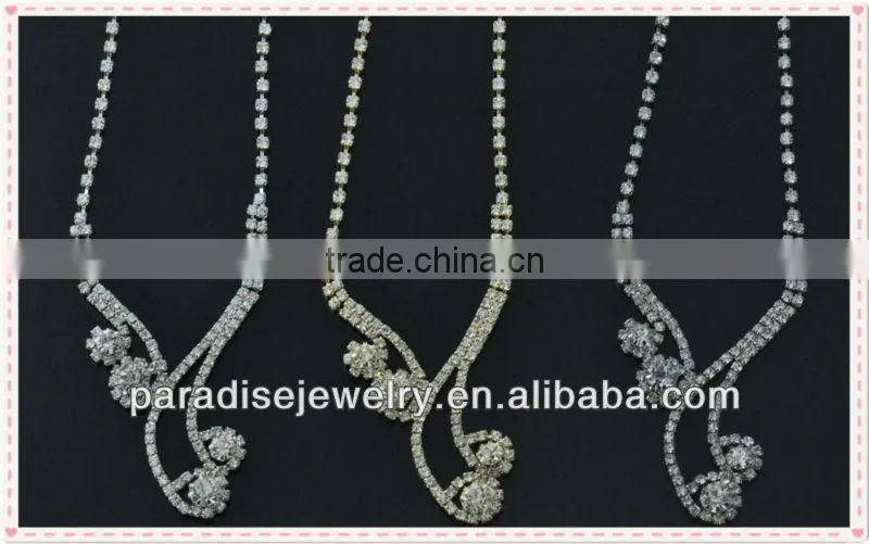 Fashion Flower Shape Rhinestone Necklace And Earring indian bridal jewelry sets (Lead, Nickel & Cadmium Free)-NEW052113