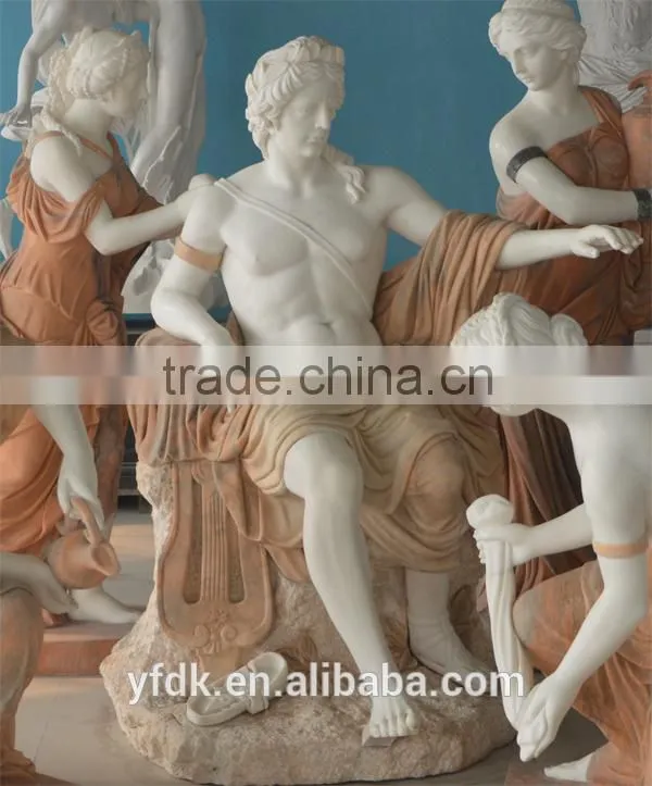 White hand carved Apollo bathing marble statue