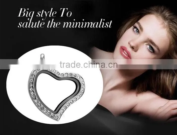 metal heart pendants floating charm locket heart