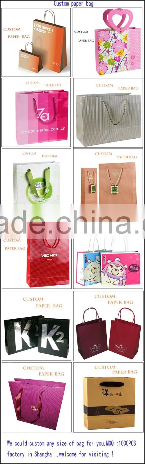 kraft art materials custom printing paper bag murah price from Shanghai