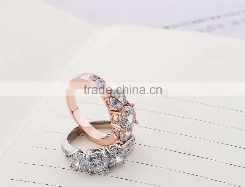 Wholesale Latest Design Rings rose real gold alloy zircon Jewellery Ring