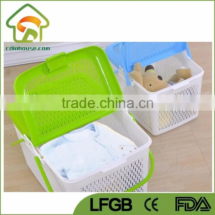 Plastic Pinic Fruit Storage Basket with Lid and Handle