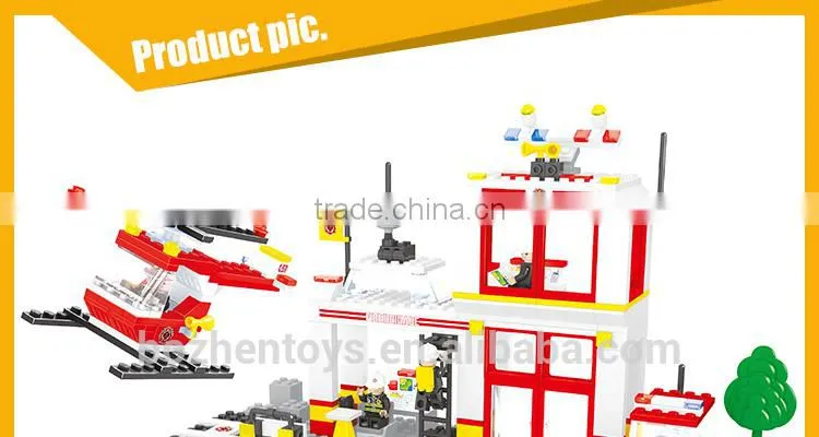 DIY fire fighting equipment truck play set plastic building blocks toys for kids