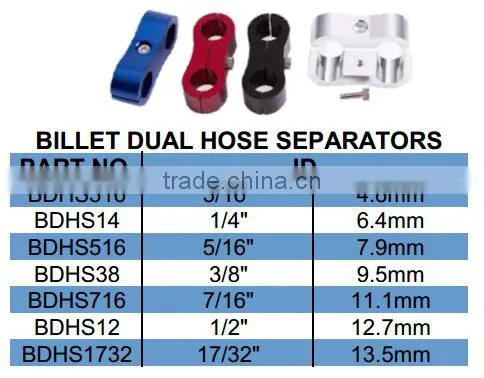3/16 inch 4.8mm aluminum Billet Dual Hose Separators