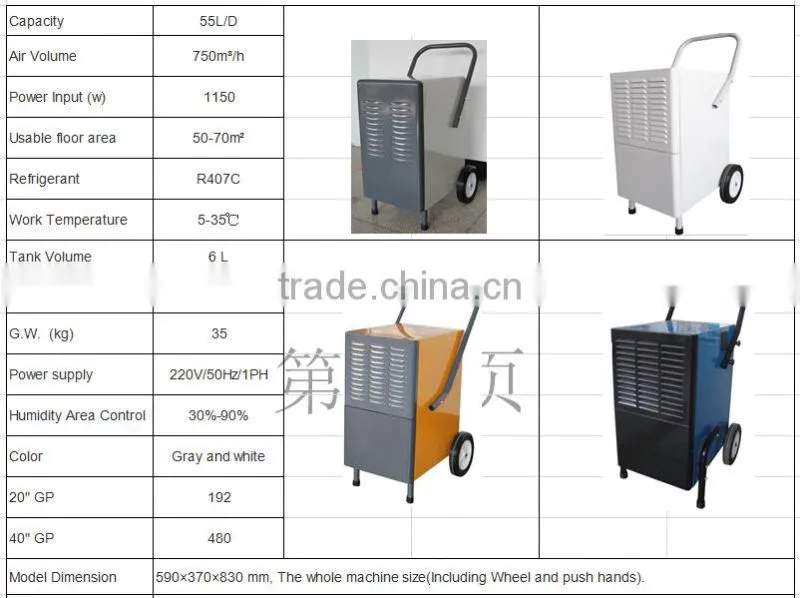 55 L/D Industrial dehumidifier