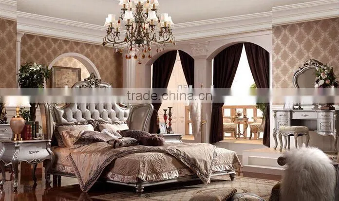 European Style Wood Carved Bed, Elegant and Royal King Size Bed, Luxury Bedroom Furniture Set (BF01-ML012)