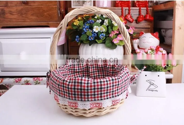Hotsale small cheap lined willow wicker shopping basket wicker egg basket