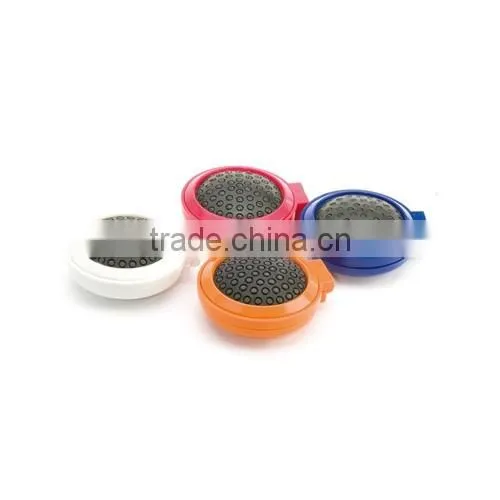 Plastic round foldable make up mirror with brush