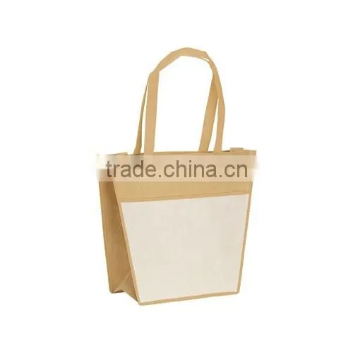 Eco friendly fabric tote shopping bag with big frontal pocket