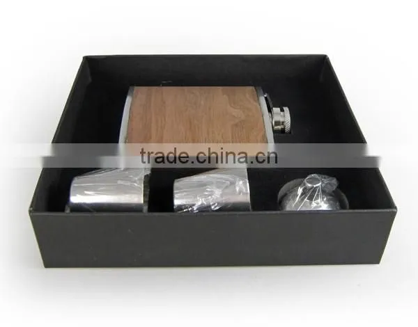 Stainless steel flagon custom packaging box, hip flask set package box
