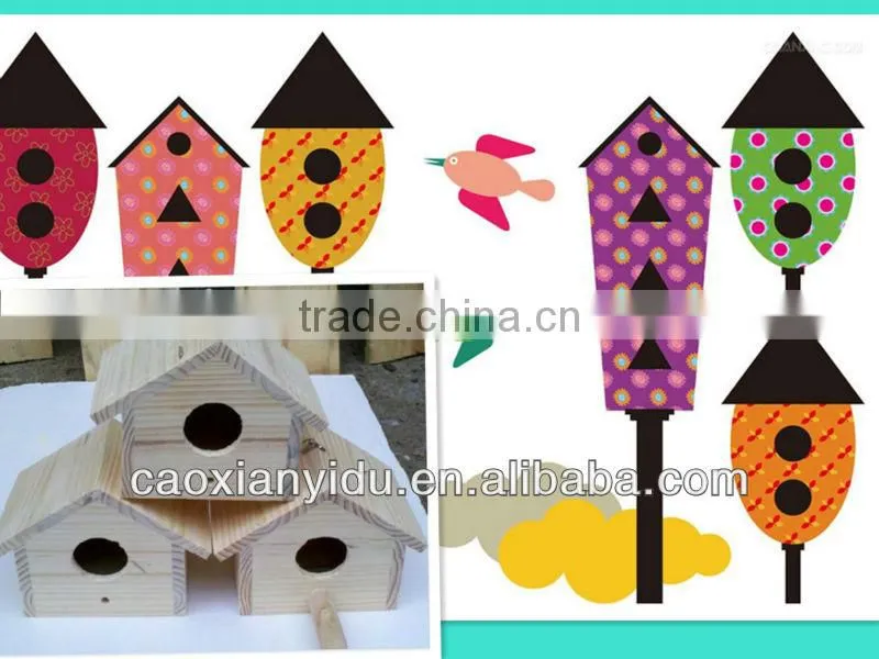 Bird House Stake bird house wooden craft Miniature Wooden Birdhouses