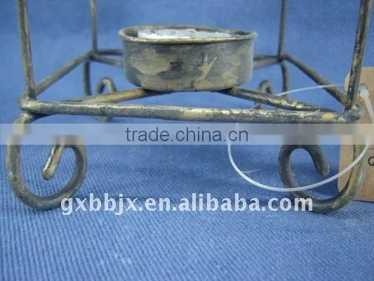 Pearl black wire rectangle decorative taper candle holder