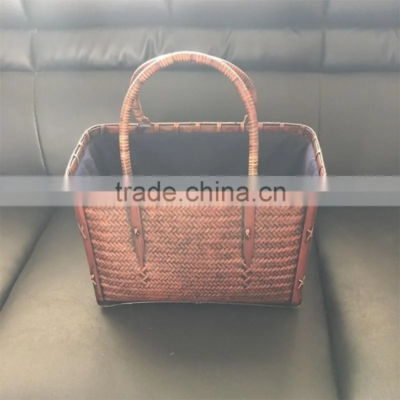Vietnam bamboo weaving beautiful tote bags with cotton lining