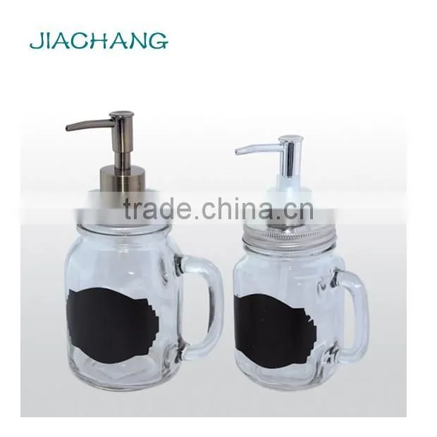 suction lid jar glass liquid soap dispenser with blackboard decal