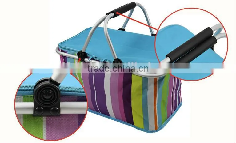 Heavy duty basket insulated picnic cooler bag