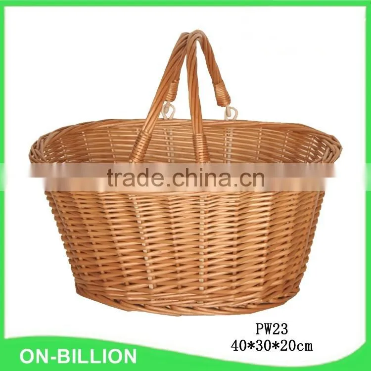 Willow gift basket with swing handles in white