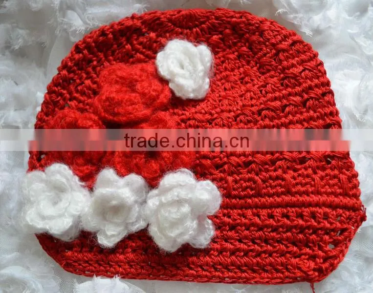 2013 Wholesale baby hat christmas elves newsboy caps with flower red hat christmas baby hat wholesale