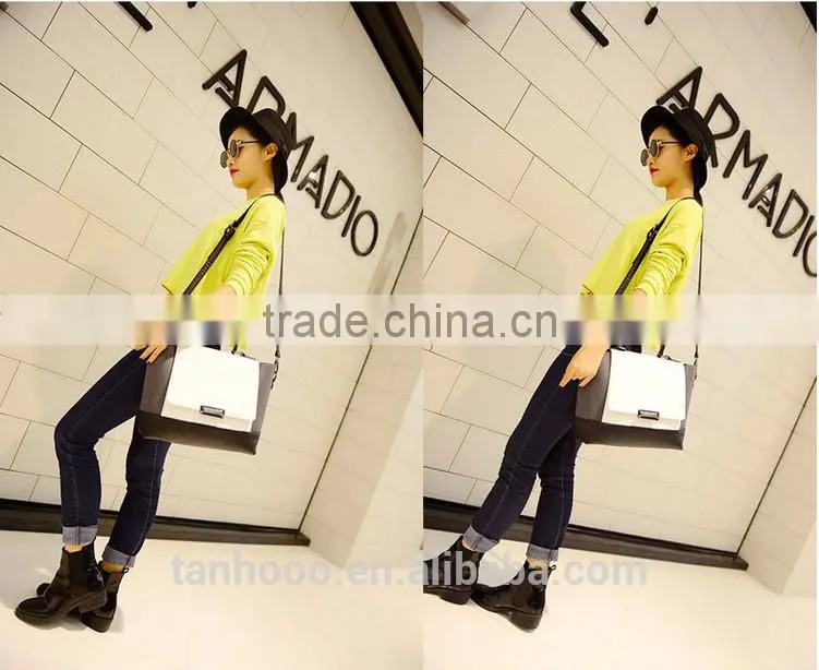 Korea fashion leather lady hand bags , leather women shoulder hand bags, fancy leather girls tote hand bags