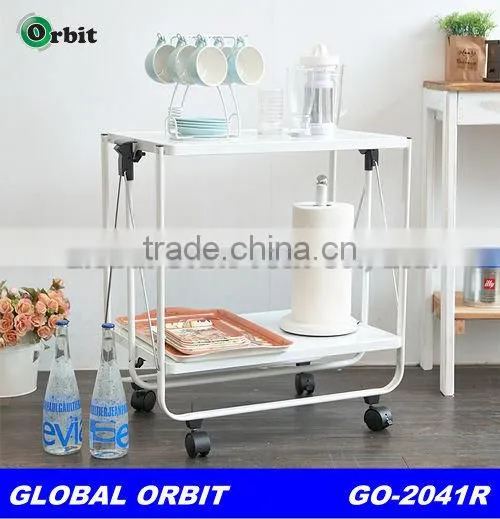 Restaurant furniture metal dining serving cart,folding trolley cart