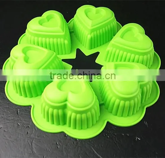 11052 Six Holes Heart Shaped Cake Mould Silicone Mould