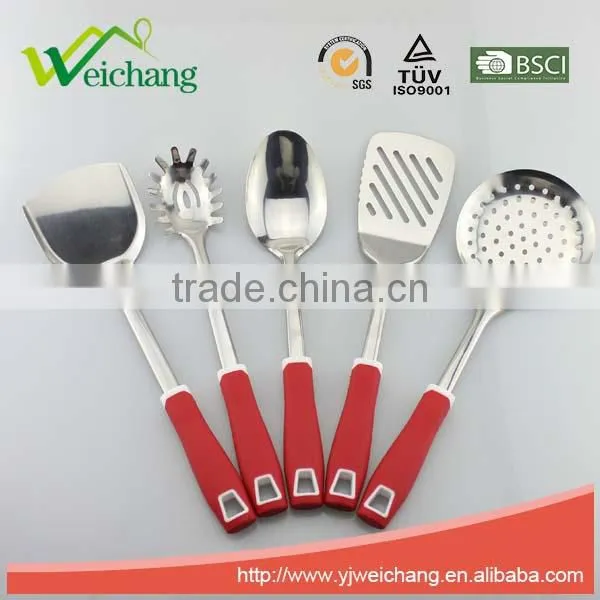 WCR127 Premium stainless steel utensils spoon Cooking Utensil Gadgets Set with TPR handle
