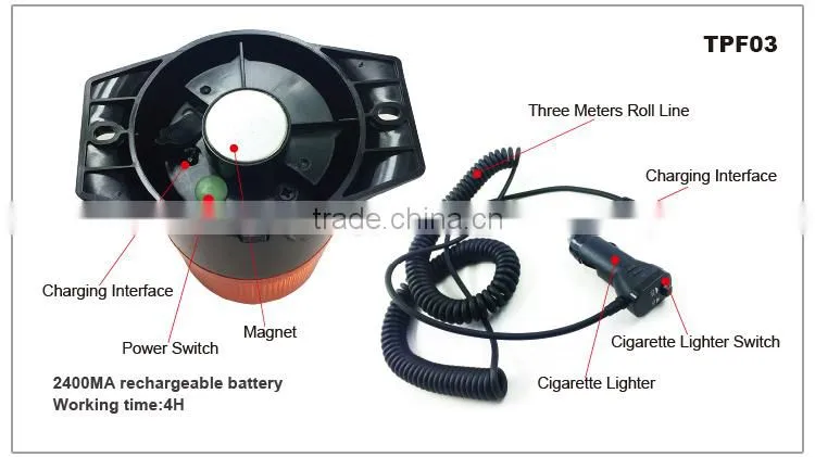 Amber flashing safety lights led emergency beacon lamp 10-30v ip65