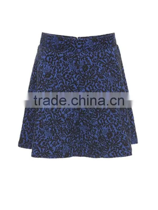 Hot sale mini blue sexy jacquard skirt casual short skirt for ladies