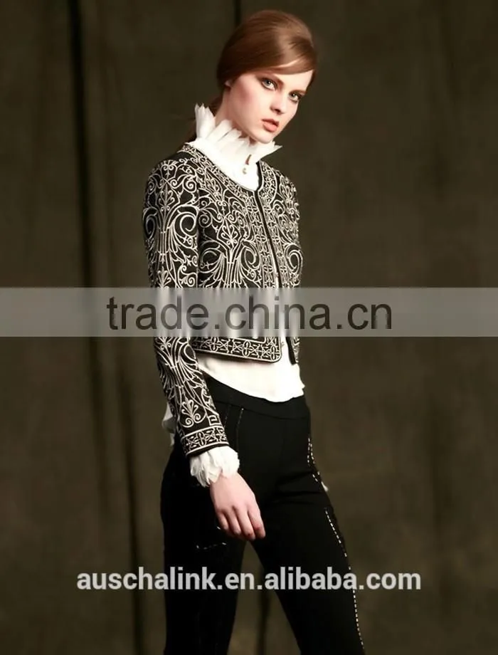 auschalink ladies long sleeve fitted embroidery jackets short style designs