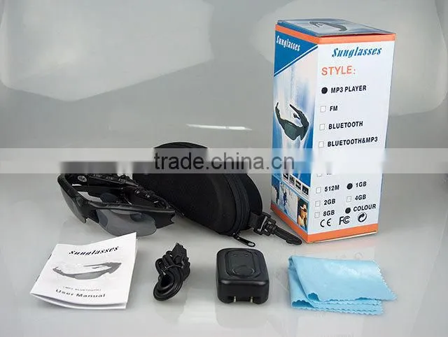BHNSUN001 Cheap MP3 Player Sunglasses 2GB Memory with USB 2.0 Interface