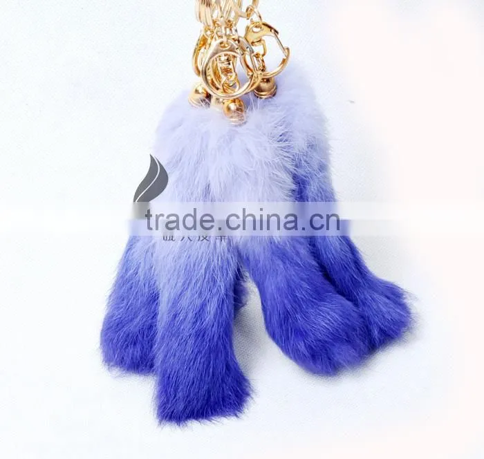 CX-R-39C Wholesale Dip Dyed Genuine Rabbit Fur Keychain
