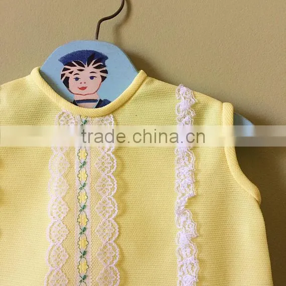 Hot selling sleeveless lace trim knitted cotton one piece casual new model child girl dress