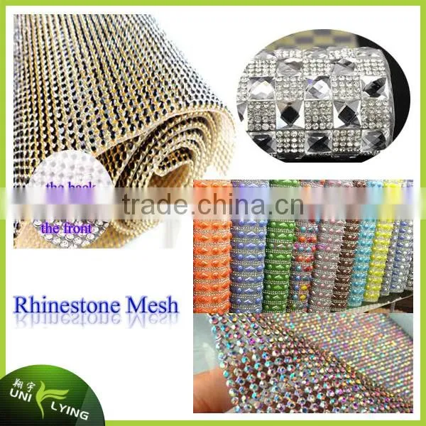 Newest Colorful Bling hot fix rhinestone mesh trimming