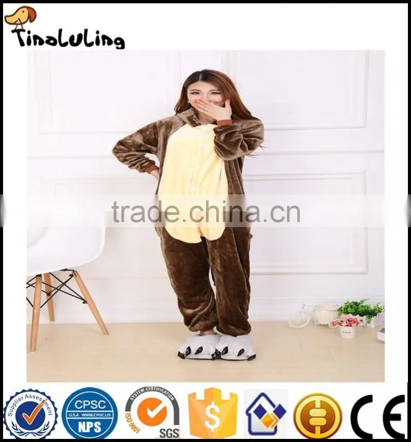 New Brown monkey Pajamas For Women Nightgown Pajama Adult Pajama One Piece Polyester Pajamas Pyjamas